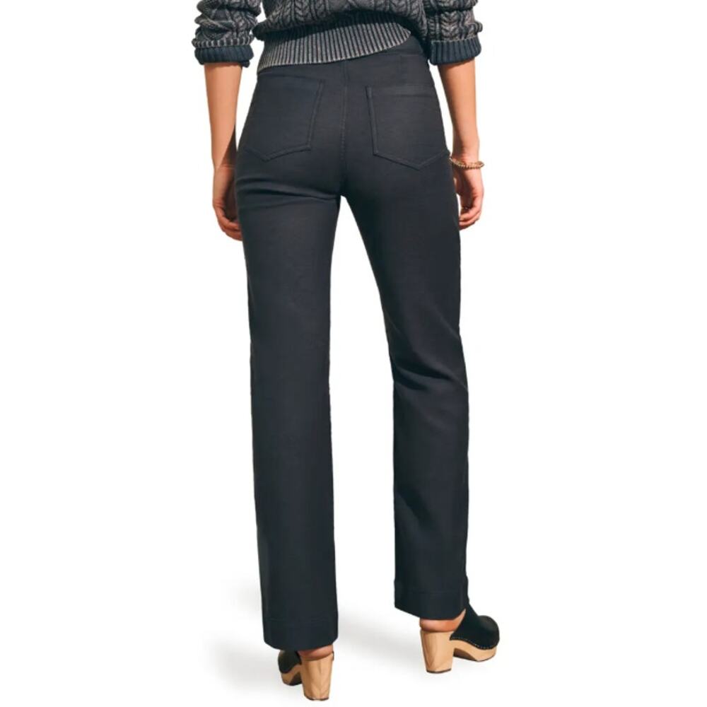 Faherty Stretch Terry Patch Pocket Pants High Rise Wide Leg Washed Black - Picture 12 of 13